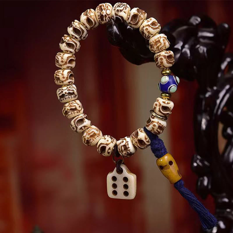 KarmaRipple's Tibetan Camel Bone Garuda Carved Protection Tassel Bracelet p10