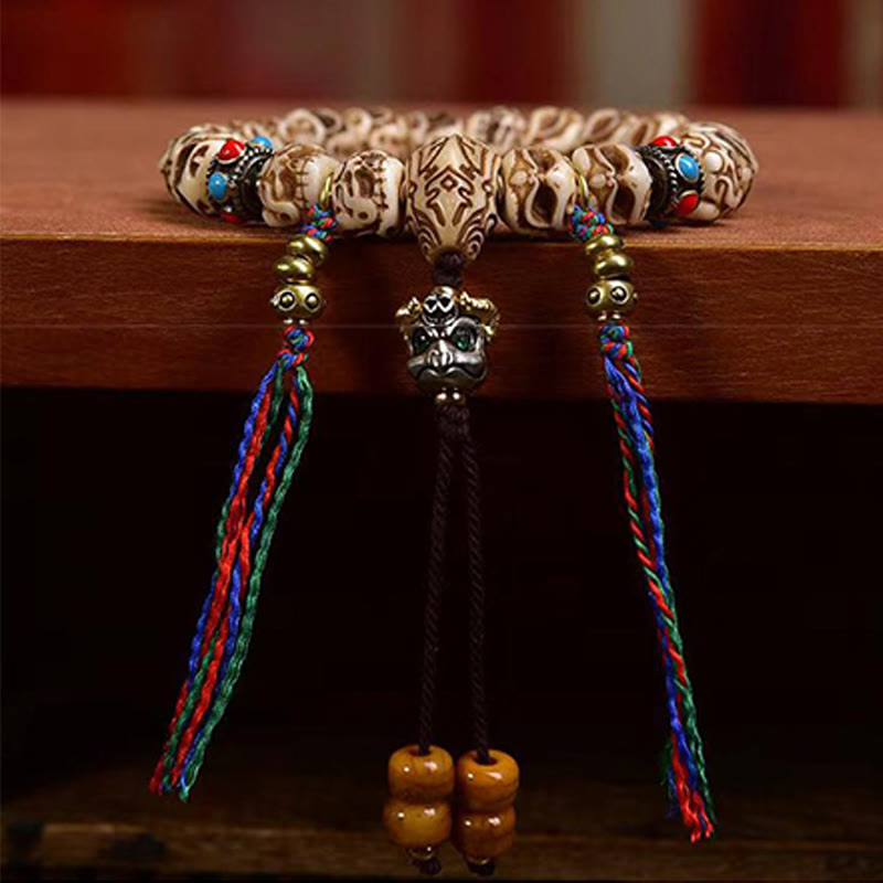 KarmaRipple's Tibetan Camel Bone Garuda Carved Protection Tassel Bracelet p6