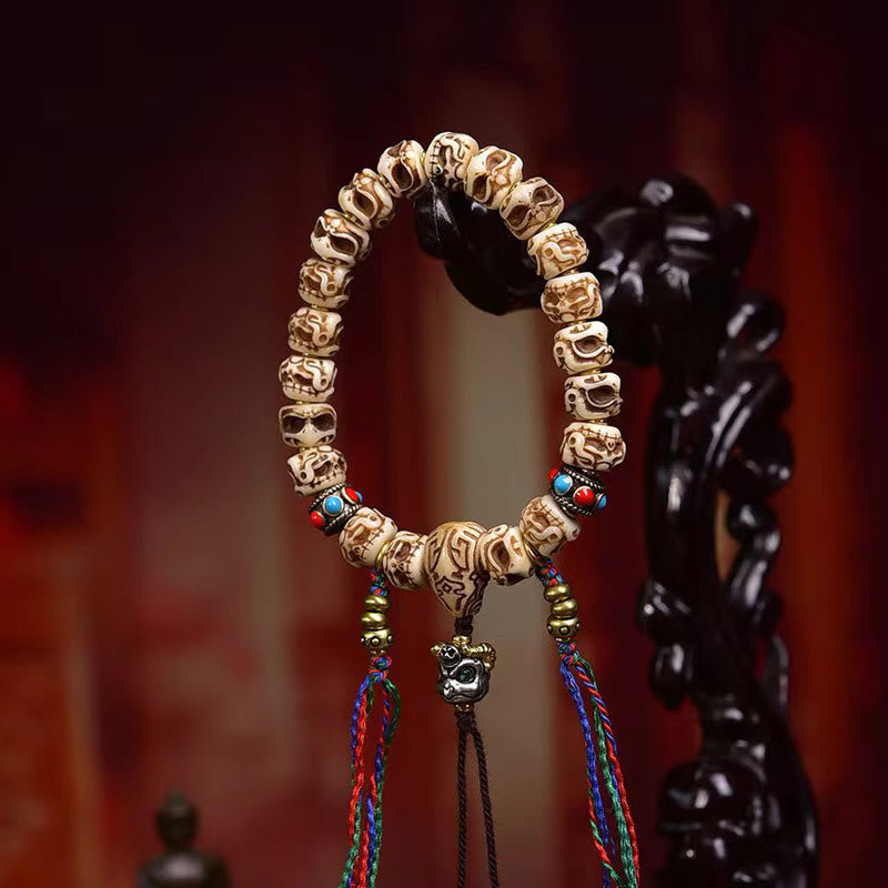 KarmaRipple's Tibetan Camel Bone Garuda Carved Protection Tassel Bracelet p5