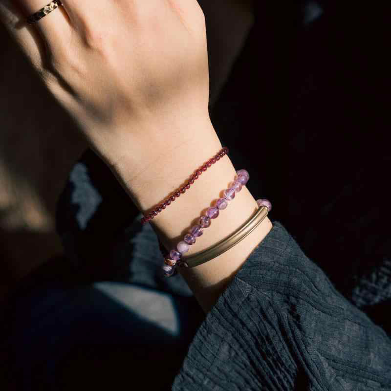 KarmaRipple's Retro 6mm Amethyst 4mm Garnet Multilayer Balance Bracelet p12