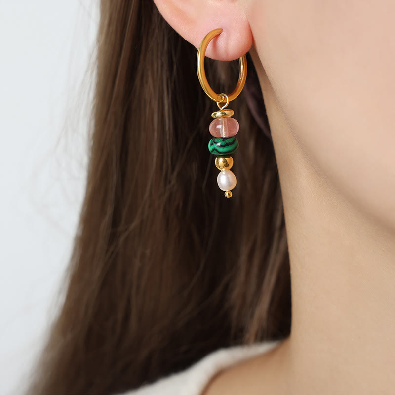 KarmaRipple's Tibetan Marnyi Stone'sign Authentic Red Agate Pearl Confidence Titanium Steel Earrings p16