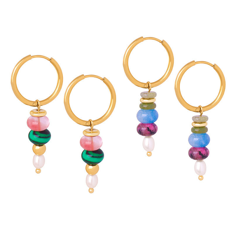 KarmaRipple's Tibetan Marnyi Stone'sign Authentic Red Agate Pearl Confidence Titanium Steel Earrings p12
