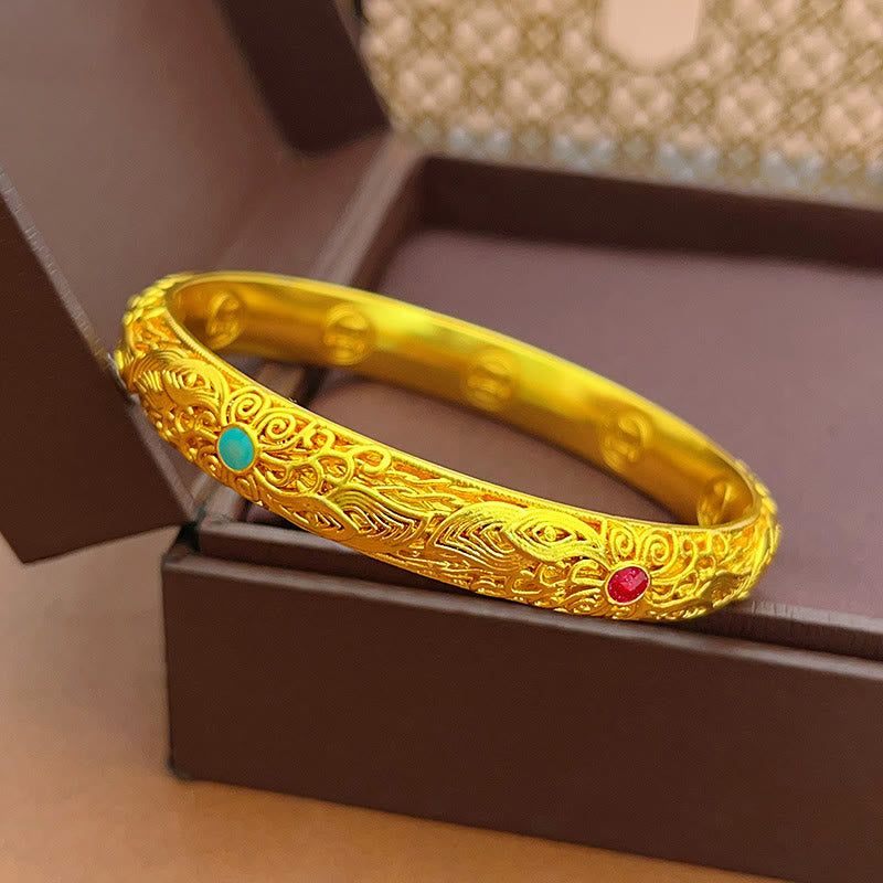 KarmaRipple's Bronze Plated Gold Flowers Leaves Fortune Bracelet Bangle p10