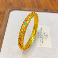 KarmaRipple's Bronze Plated Gold Flowers Leaves Fortune Bracelet Bangle