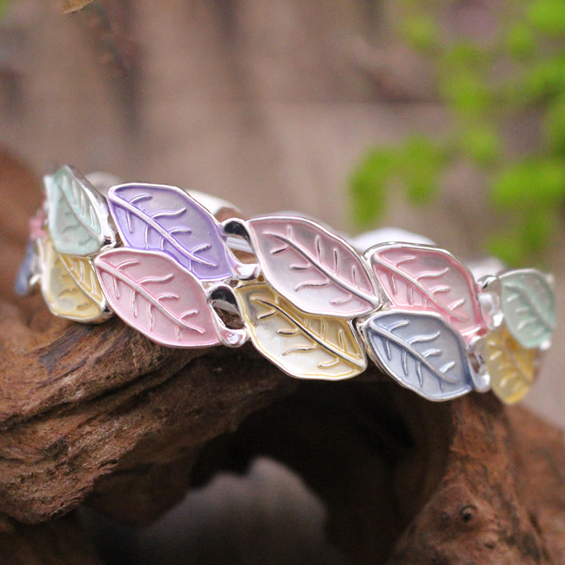 KarmaRipple's Colorful Leaves Alloy Fortune Elastic Bracelet Bangle p3