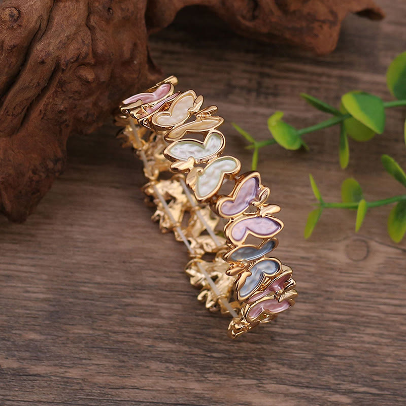 KarmaRipple's Colorful Butterfly Freedom Alloy Elastic Bracelet Bangle p2