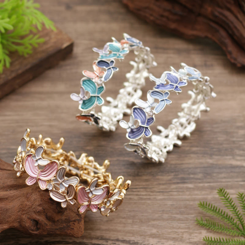 KarmaRipple's Colorful Butterfly Love Alloy Elastic Bracelet Bangle p4