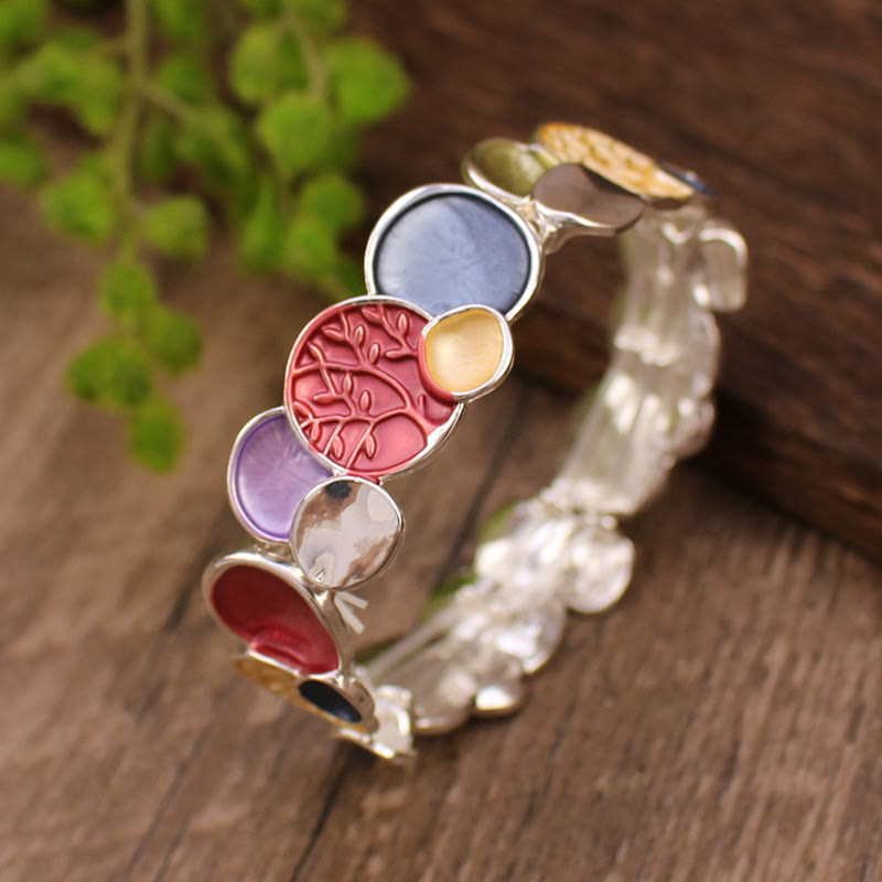 KarmaRipple's The Tree Of Life Round Pattern Unity Alloy Elastic Bracelet Bangle p13