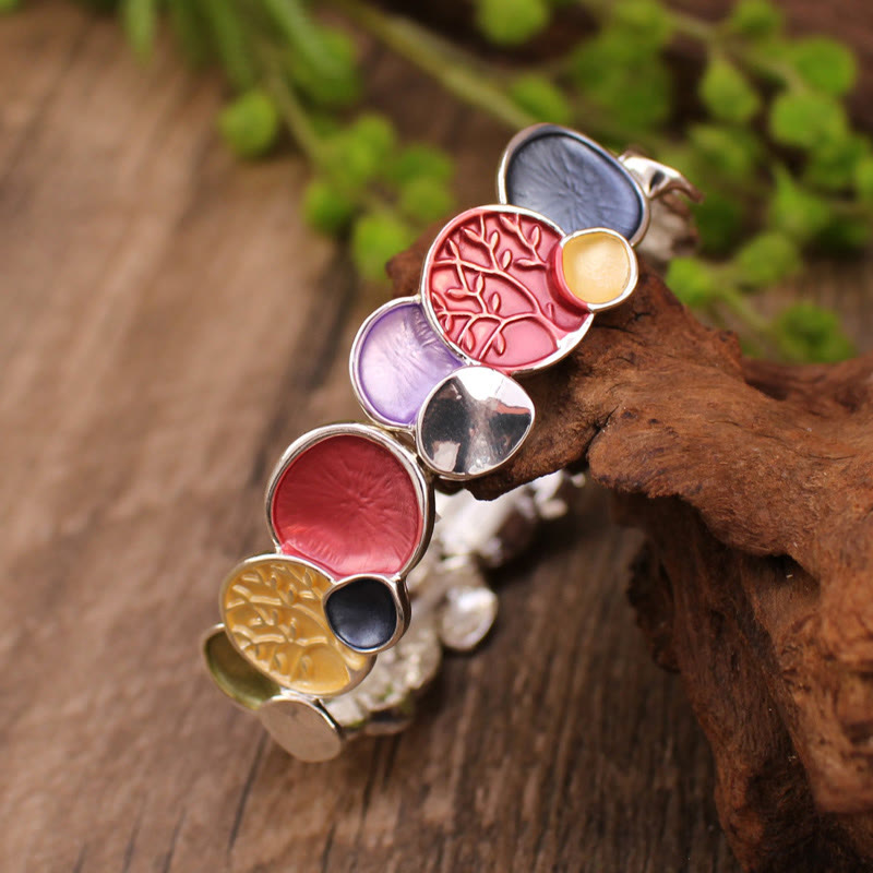 KarmaRipple's The Tree Of Life Round Pattern Unity Alloy Elastic Bracelet Bangle p4