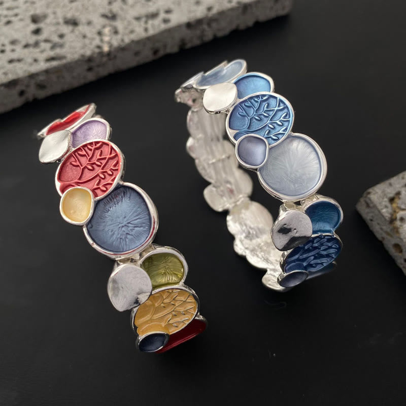 KarmaRipple's The Tree Of Life Round Pattern Unity Alloy Elastic Bracelet Bangle p11