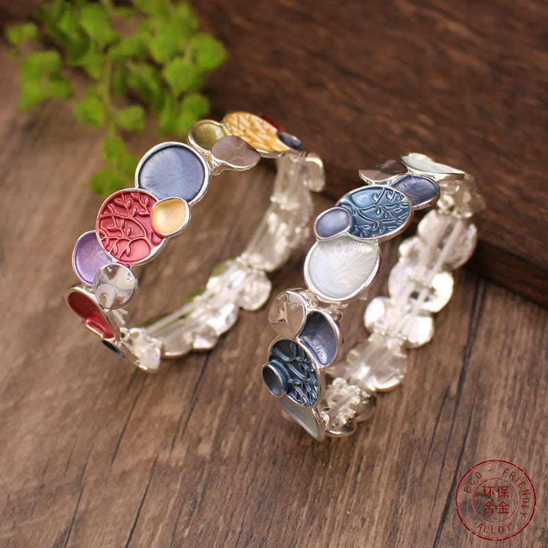 KarmaRipple's The Tree Of Life Round Pattern Unity Alloy Elastic Bracelet Bangle p12
