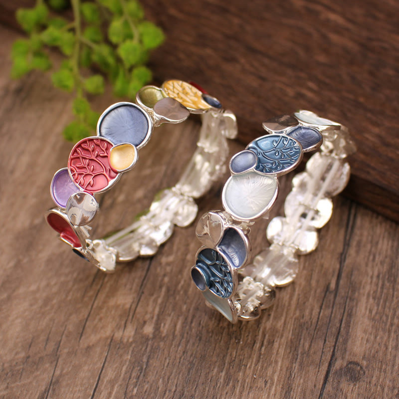 KarmaRipple's The Tree Of Life Round Pattern Unity Alloy Elastic Bracelet Bangle p3