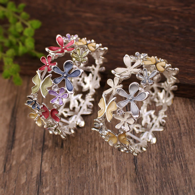 KarmaRipple's Colorful Butterfly Flowers Love Alloy Elastic Bracelet Bangle p12