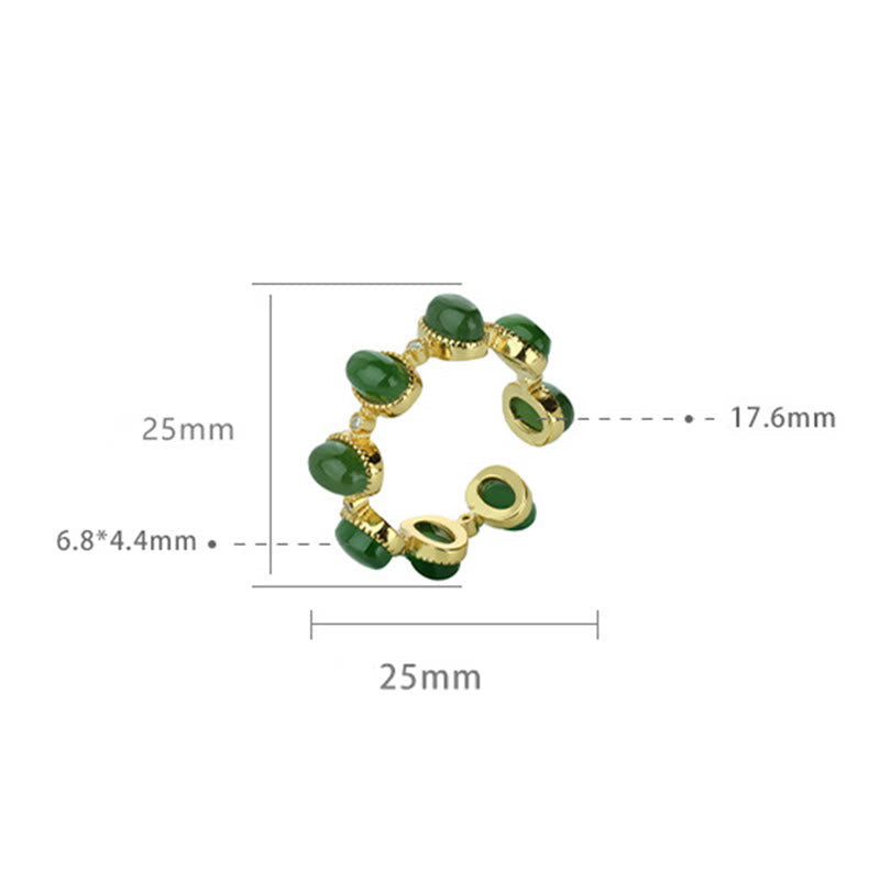 KarmaRipple's 925 Sterling Silver Hetian Cyan Jade Beadwork Balancing Adjustable Ring p11