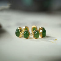 KarmaRipple's 925 Sterling Silver Hetian Cyan Jade Beadwork Balancing Adjustable Ring
