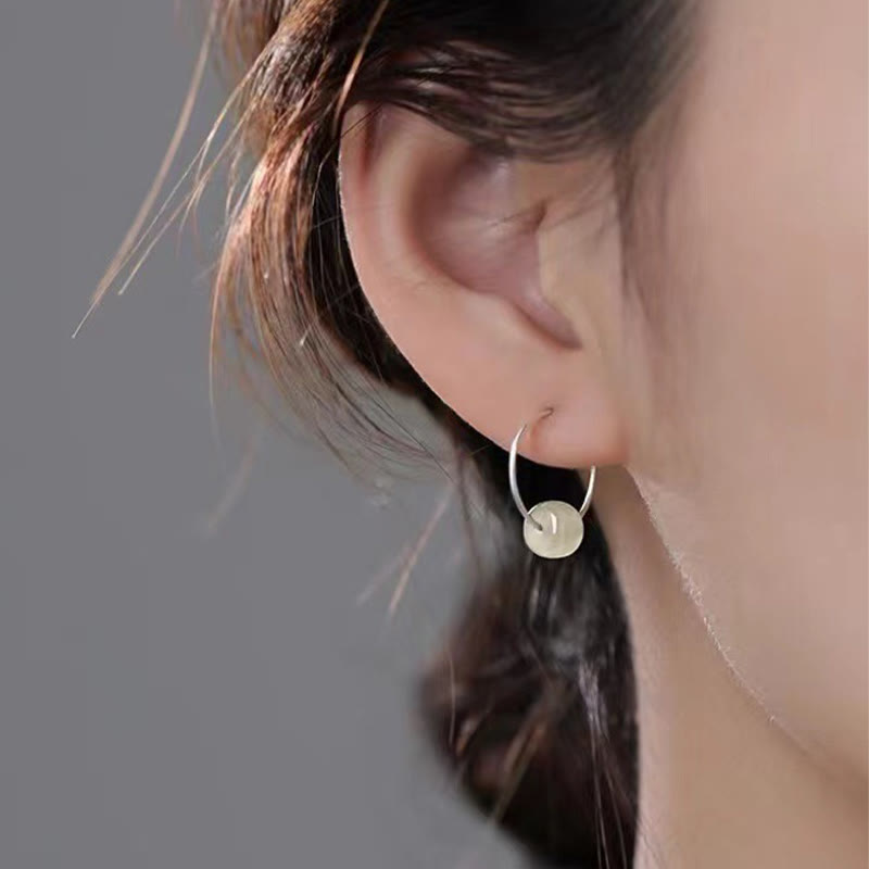 KarmaRipple's 925 Sterling Silver Hetian Jade Bead Fortune Earrings p8