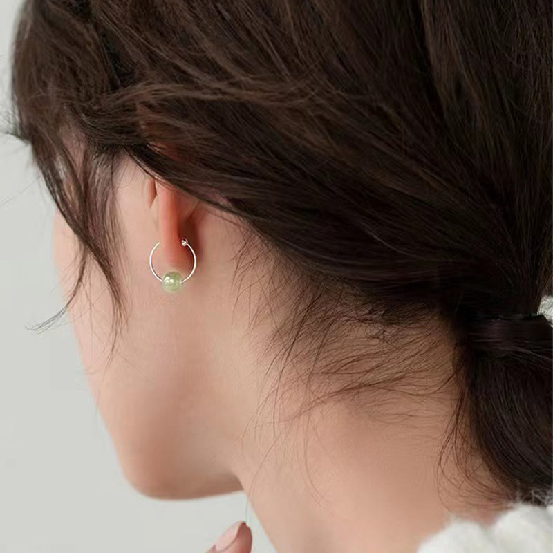 KarmaRipple's 925 Sterling Silver Hetian Jade Bead Fortune Earrings p12