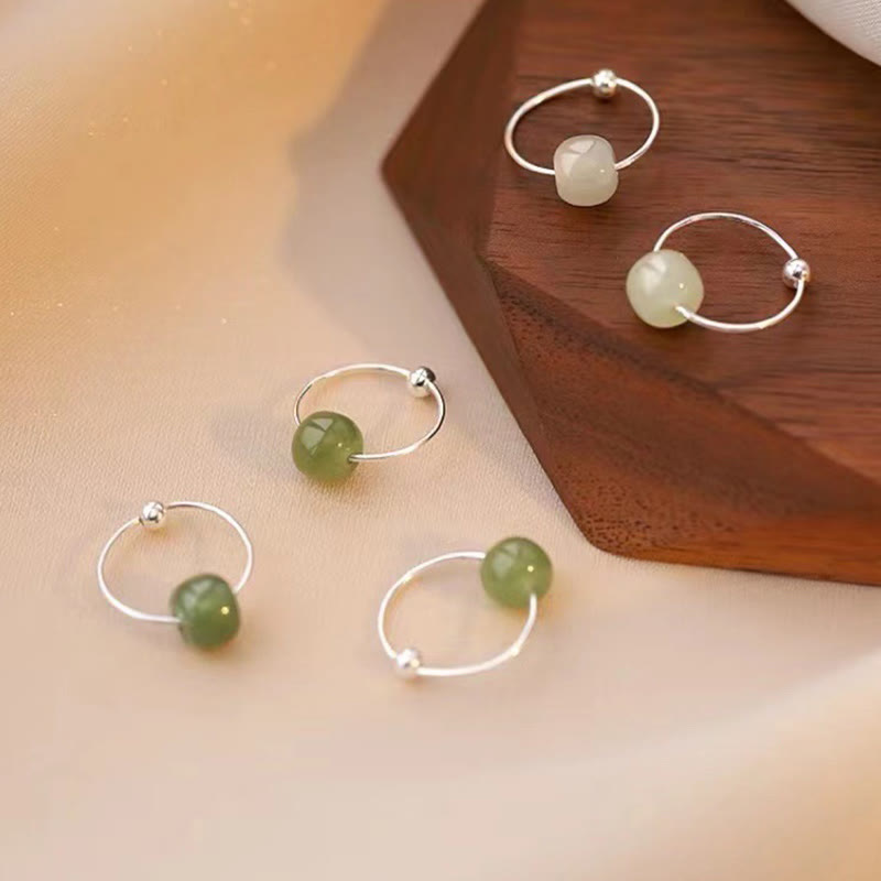 KarmaRipple's 925 Sterling Silver Hetian Jade Bead Fortune Earrings p14