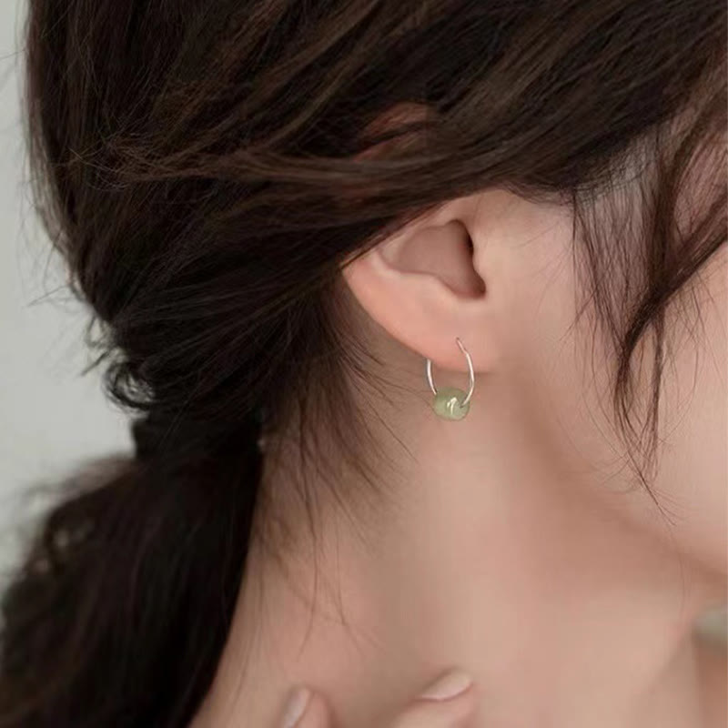 KarmaRipple's 925 Sterling Silver Hetian Jade Bead Fortune Earrings p10