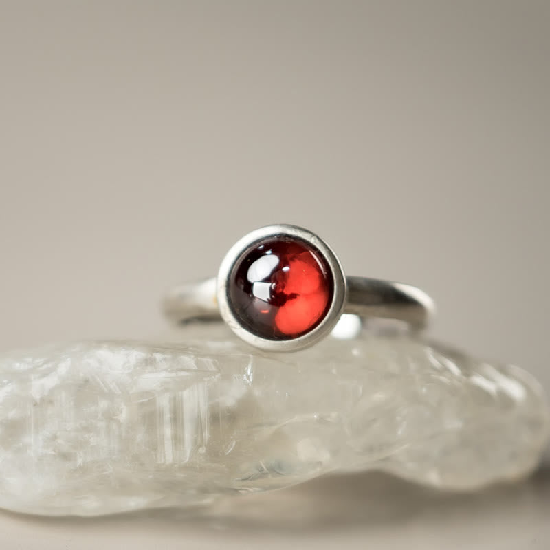 KarmaRipple's Authentic 925 Sterling Silver Garnet Adjustable Protection Ring p3