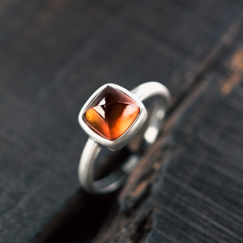 KarmaRipple's Authentic 925 Sterling Silver Garnet Adjustable Inserted Calm Ring p2
