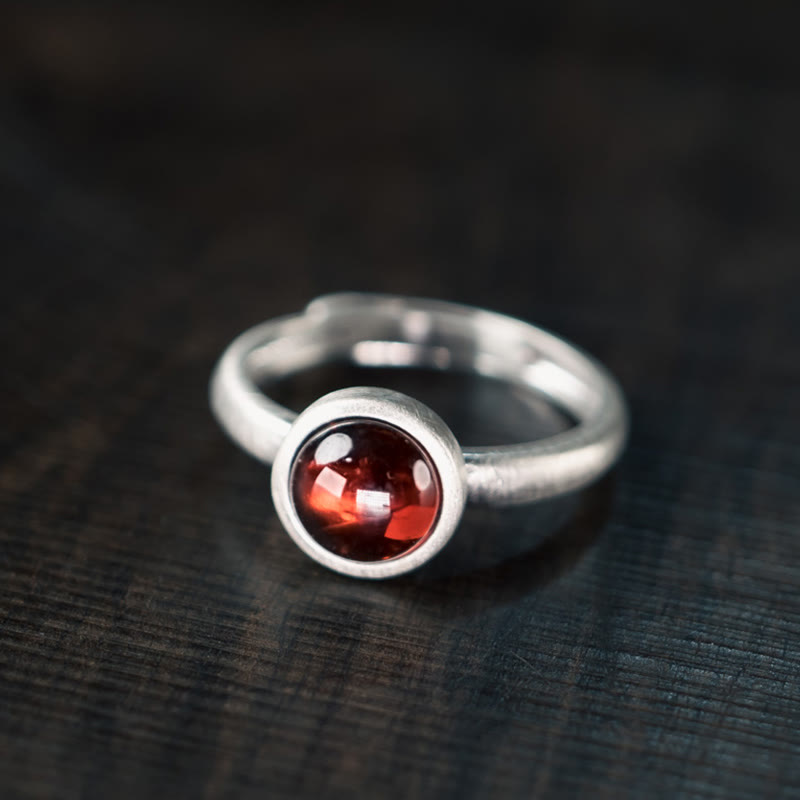 KarmaRipple's Authentic 925 Sterling Silver Garnet Adjustable Inserted Calm Ring p3