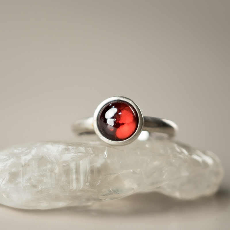 KarmaRipple's Authentic 925 Sterling Silver Garnet Adjustable Inserted Calm Ring p10