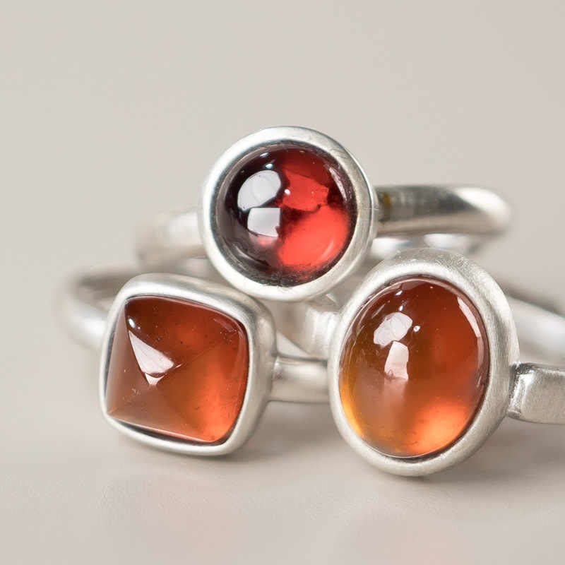 KarmaRipple's Authentic 925 Sterling Silver Garnet Adjustable Inserted Calm Ring p14