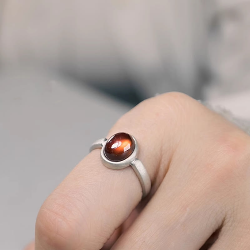 KarmaRipple's Authentic 925 Sterling Silver Garnet Adjustable Inserted Calm Ring p5