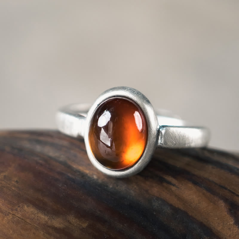 KarmaRipple's Authentic 925 Sterling Silver Garnet Adjustable Inserted Calm Ring p4