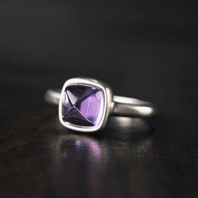KarmaRipple's Authentic 925 Sterling Silver Amethyst?Adjustable Balance Ring p11