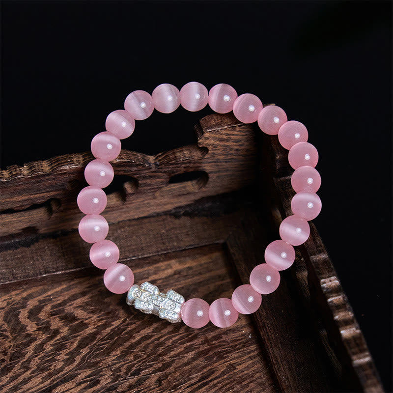 KarmaRipple's Authentic Cat's Eye Beadwork 990 Sterling Silver Pixiu Positive Bracelet p10