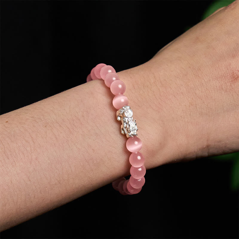 KarmaRipple's Authentic Cat's Eye Beadwork 990 Sterling Silver Pixiu Positive Bracelet p14