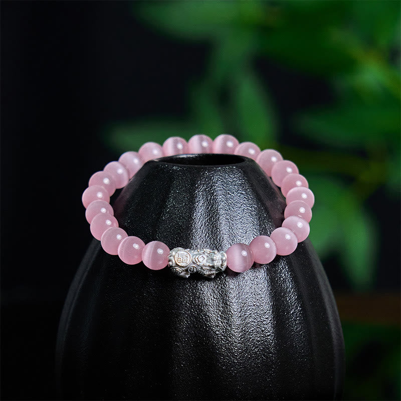 KarmaRipple's Authentic Cat's Eye Beadwork 990 Sterling Silver Pixiu Positive Bracelet p12