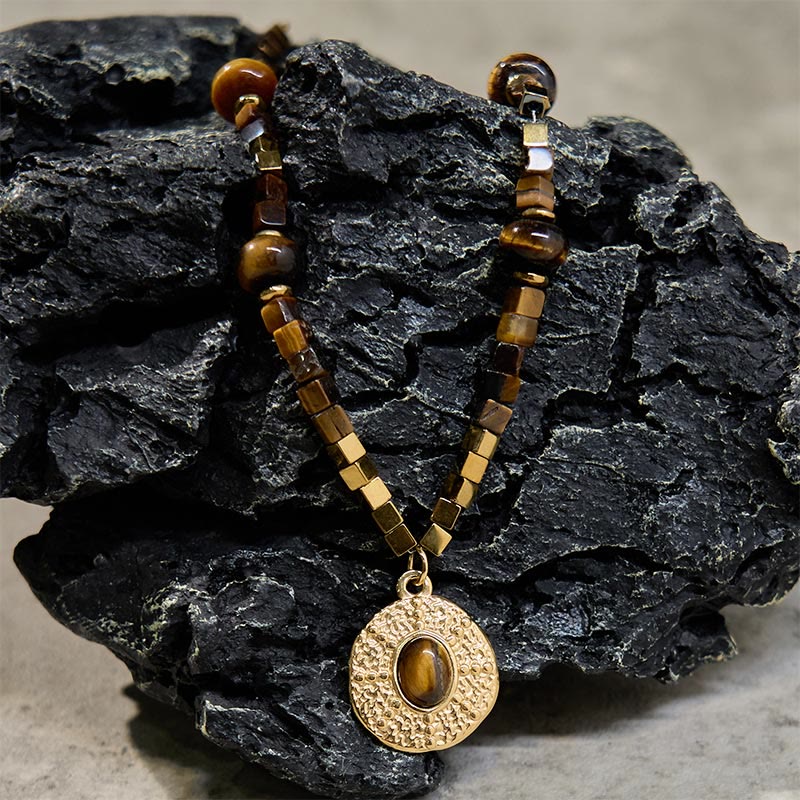 KarmaRipple's Authentic Tiger Eye Square Protection Titanium Steel Pendant Necklace p8