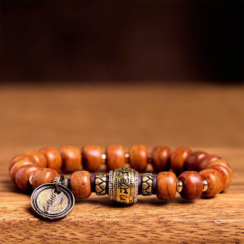 KarmaRipple's Authentic Tibetan Camel Bone Barrel Beadwork OM Sanskrit Fortune Protection Bracelet p2