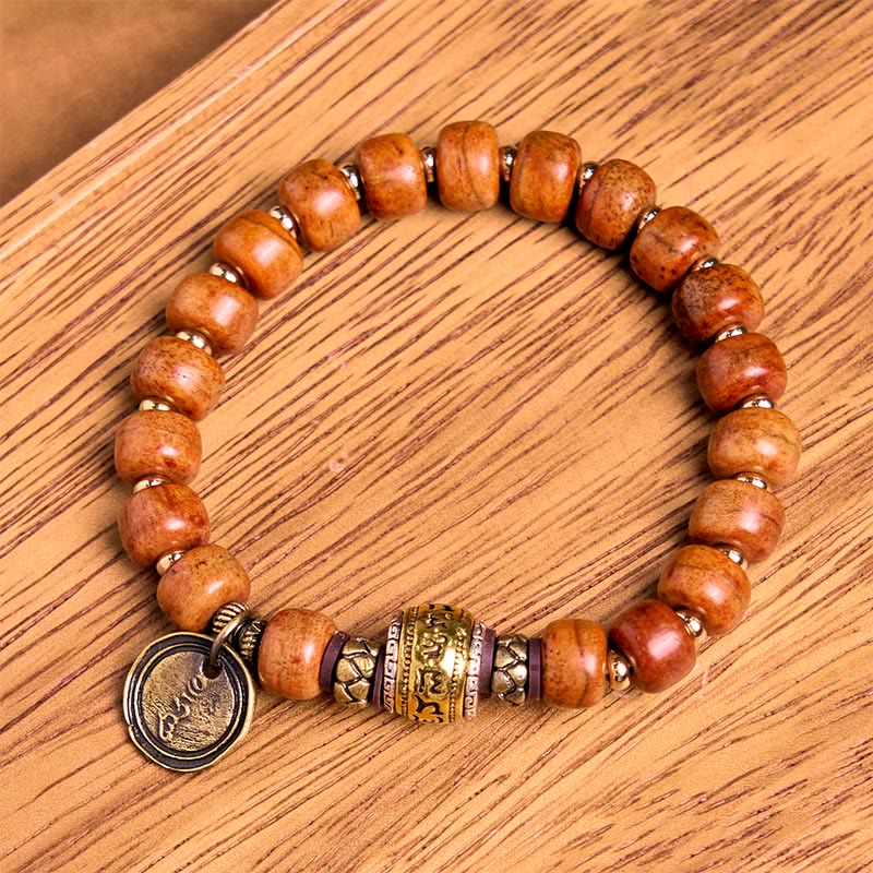 KarmaRipple's Authentic Tibetan Camel Bone Barrel Beadwork OM Sanskrit Fortune Protection Bracelet p3