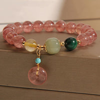 KarmaRipple's Authentic Strawberry Quartz Peace Buckle Jade Positive Bracelet