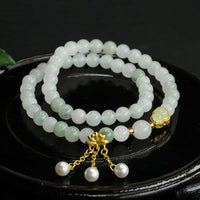 KarmaRipple's Authentic Tianshan Jade Lotus Gourd Double Circle Prosperity Bracelet