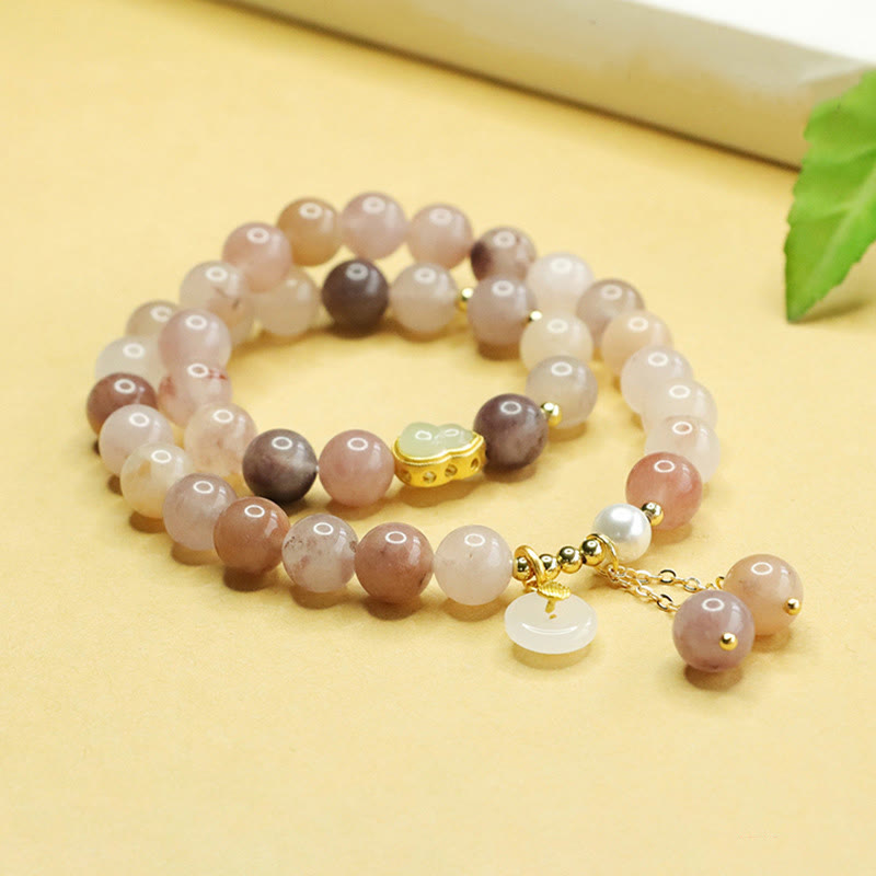 KarmaRipple's Authentic Golden Silk Jade Double Layer Gourd Peace Buckle Fortune Bracelet p5