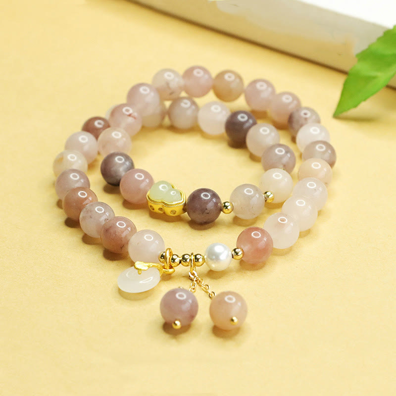 KarmaRipple's Authentic Golden Silk Jade Double Layer Gourd Peace Buckle Fortune Bracelet p10