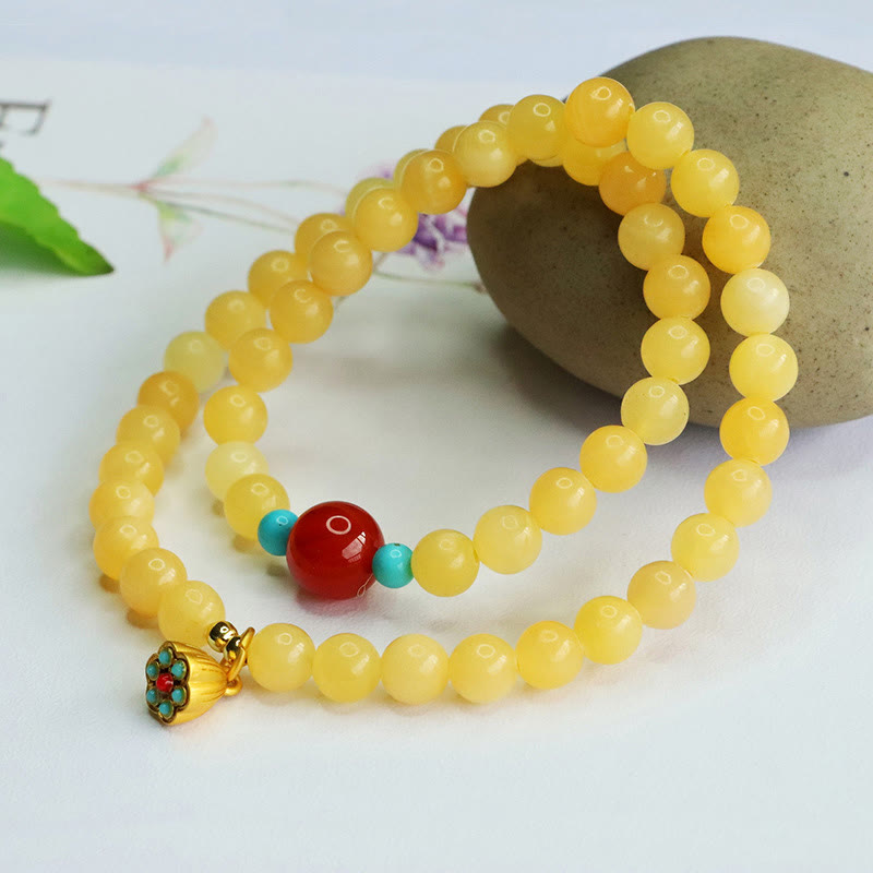KarmaRipple's Topaz Red Agate Bead Fortune Bracelet p2