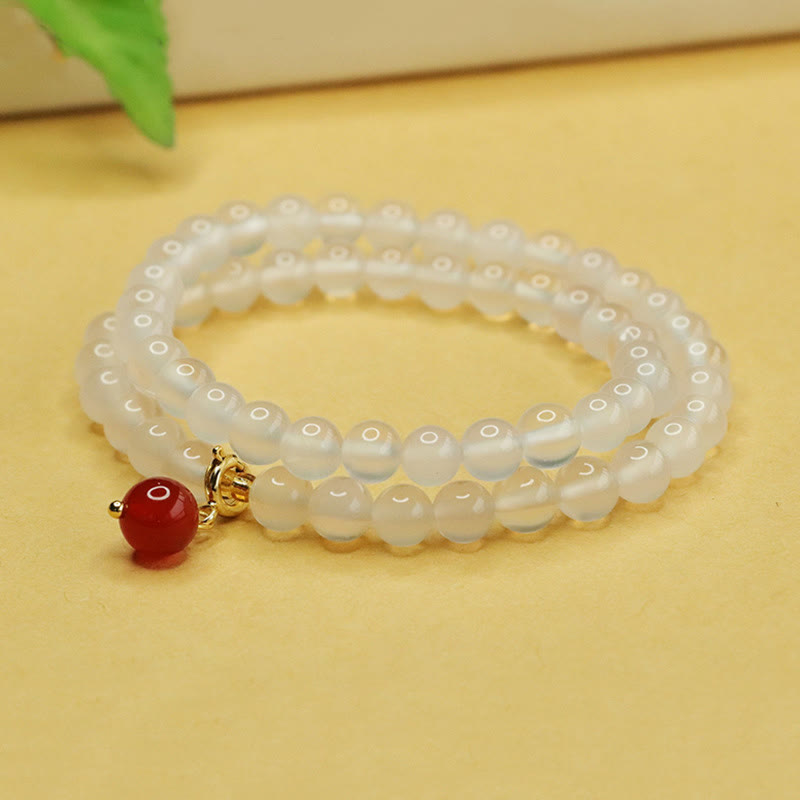 KarmaRipple's Authentic Chalcedony Red Agate Bead Double Layer Balance Positive Bracelet p4