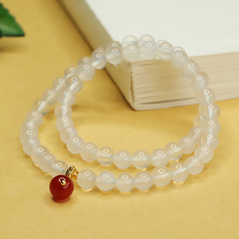 KarmaRipple's Authentic Chalcedony Red Agate Bead Double Layer Balance Positive Bracelet p2