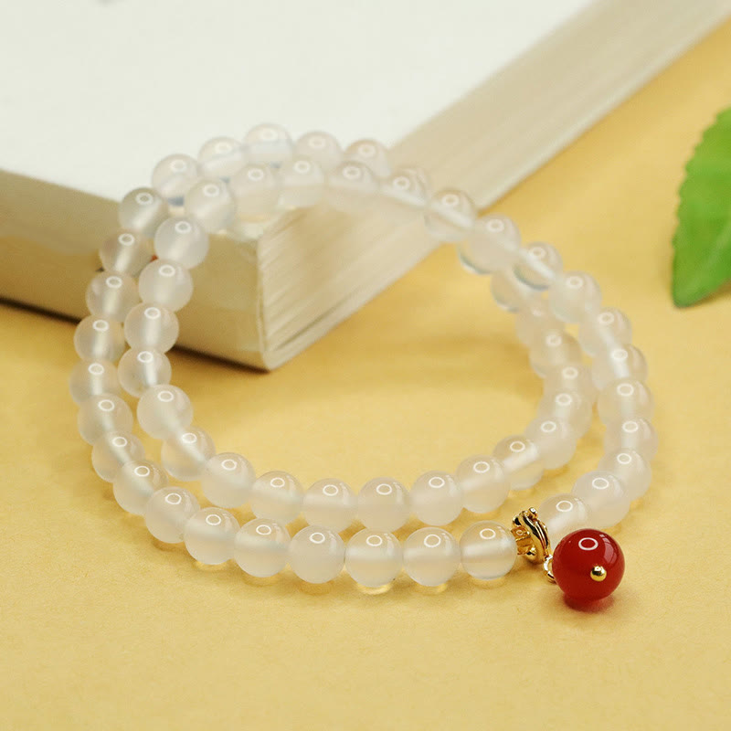 KarmaRipple's Authentic Chalcedony Red Agate Bead Double Layer Balance Positive Bracelet p5