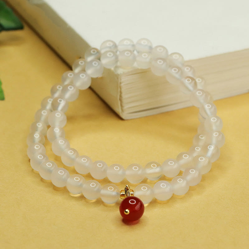KarmaRipple's Authentic Chalcedony Red Agate Bead Double Layer Balance Positive Bracelet p3