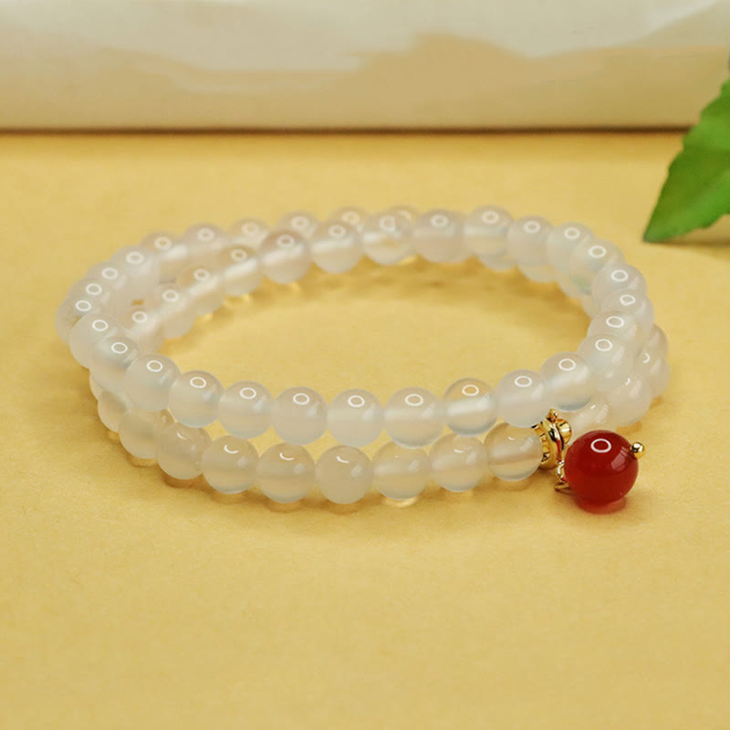 KarmaRipple's Authentic Chalcedony Red Agate Bead Double Layer Balance Positive Bracelet p6