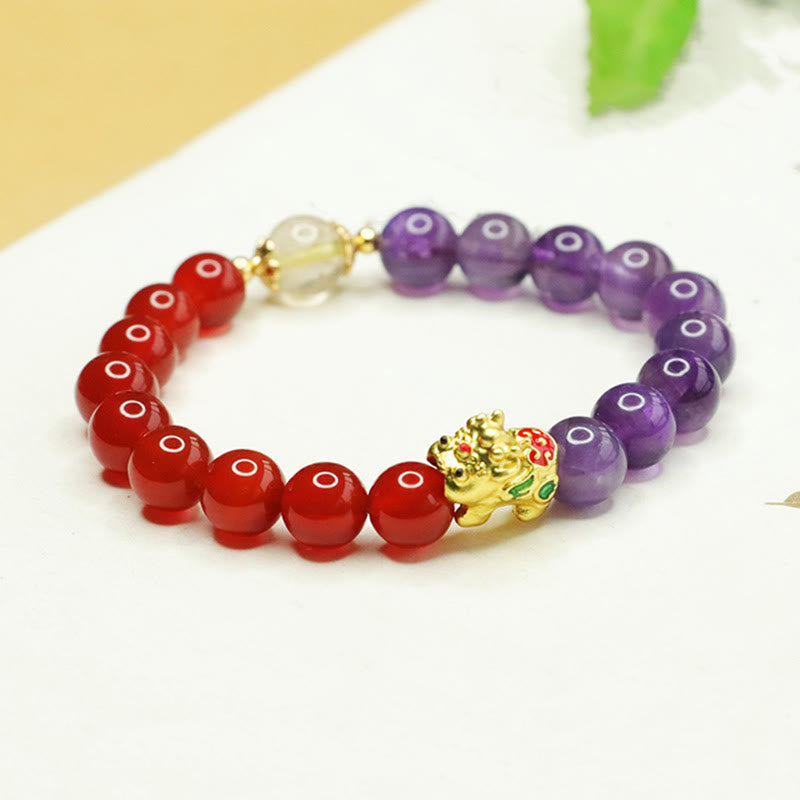 KarmaRipple's Authentic Amethyst Red Agate Pi Xiu Balance Bracelet p2