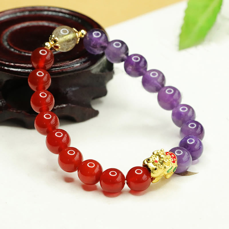 KarmaRipple's Authentic Amethyst Red Agate Pi Xiu Balance Bracelet p3