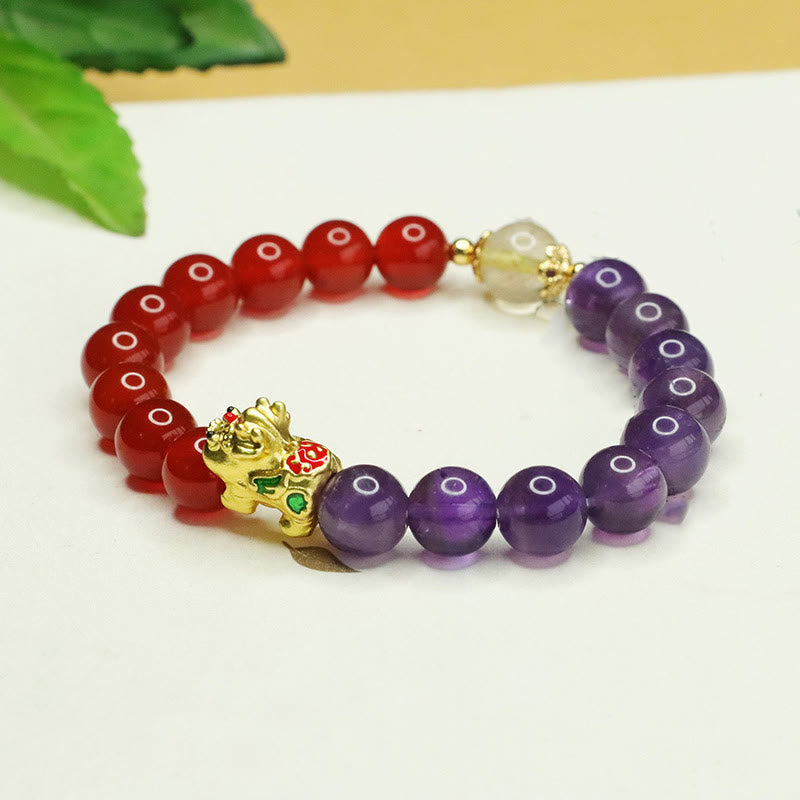 KarmaRipple's Authentic Amethyst Red Agate Pi Xiu Balance Bracelet p4